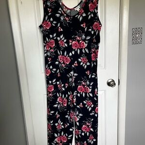 LuLaRoe Black and Pink Floral Jumpsuit